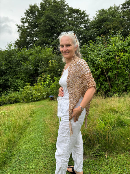 Meditasjonssjal i alpakka, ull og håndfarget silke